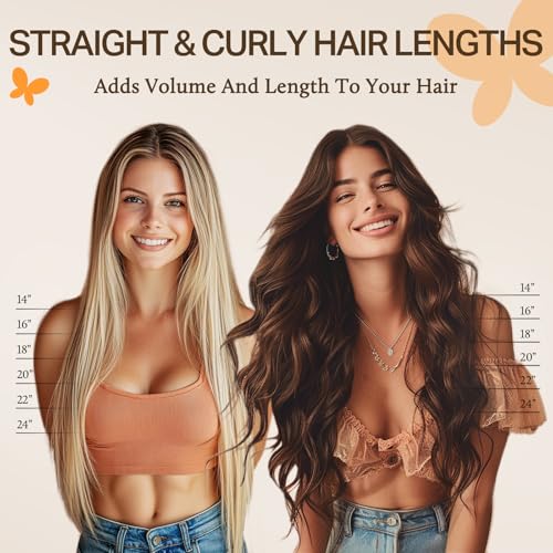 DOORES 12 Inch Wire Hair Extensions - 70g Remy Human Hair, Dark Brown to Chestnut Brown