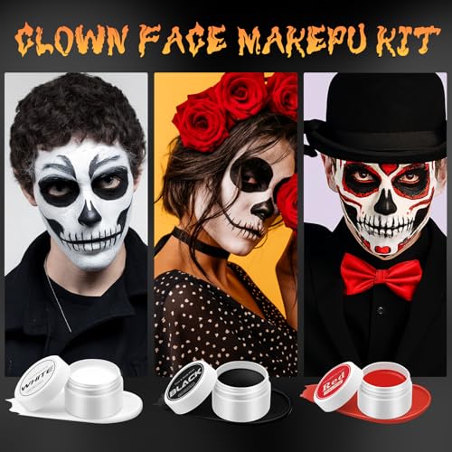 Red Black White Face Paint Set | Halloween Clown Makeup Kit