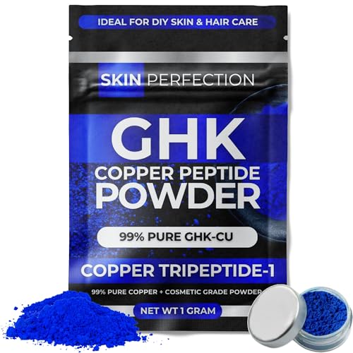 Skin Perfection GHK-Cu Copper Peptide Powder 99.7% Pure ? DIY Copper Peptides Serum for Face and Scalp - Cosmetic-Grade GHK-Cu - 1 Gram Creates Up to 100ml for Fuller Hair and Smoother Skin