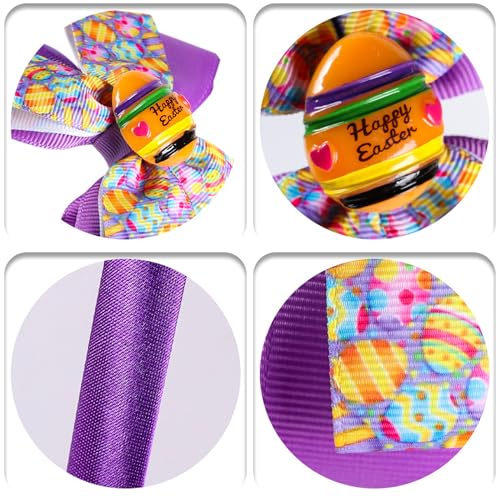 Ecuupas Easter Headbands Egg Hairband Purple Bow Hair Hoop Design Hair Accessories for Women Girls Toddler Head Easter Wear Gifts