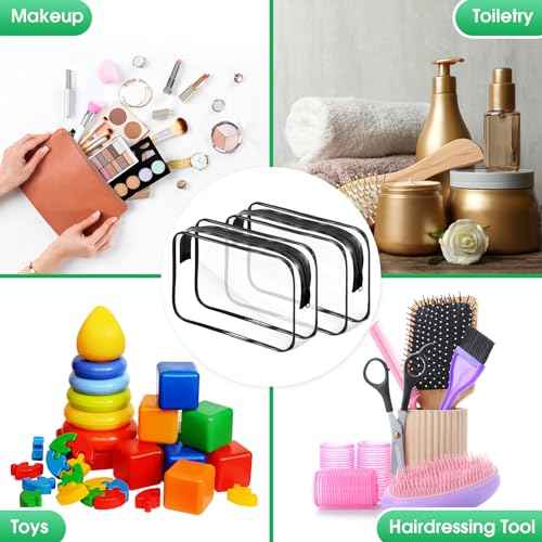 Reginary 36 Pieces Clear Makeup Bags Bulk Travel Toiletry Bags Transparent Cosmetic Pouches with Zipper Waterproof Portable PVC Plastic Zippered Organizer Cases for Women Men Vacation Travel Bathroom