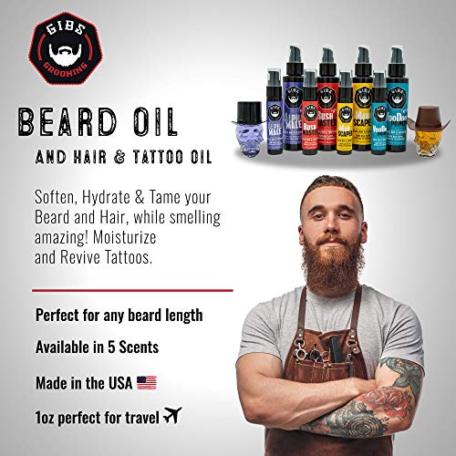 GIBS Signatur Series Skull Hair & Tattoo Oil (Skull Jars) - Softens & Strengthens Beard Growth, Moisturizes Skin