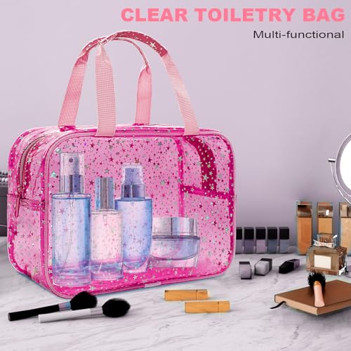 Clear Star Makeup Bag with Handle - 12x5x8 inch PVC
