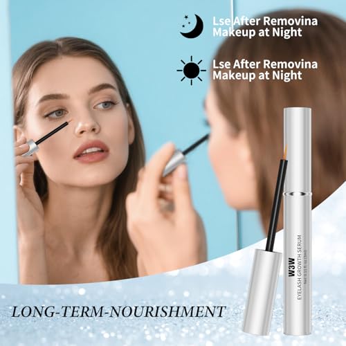 W3W Eyelash Growth Serum for Longer, Thicker Lashes ? Lash Enhancer with Natural Peptides & Caffeine, Gentle Lash Conditioner for Women, 3ml