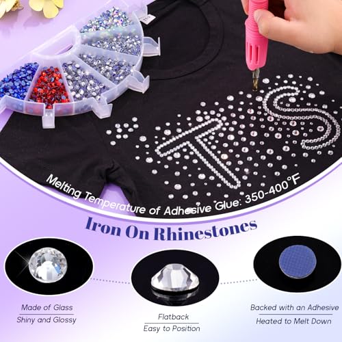6800Pcs Clear Hotfix Rhinestones Mixed 2-5mm Iron On