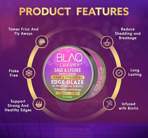 Blaq Luxury Sage & Lychee Edge Glaze - 2oz Soft Hold Styling Lotion