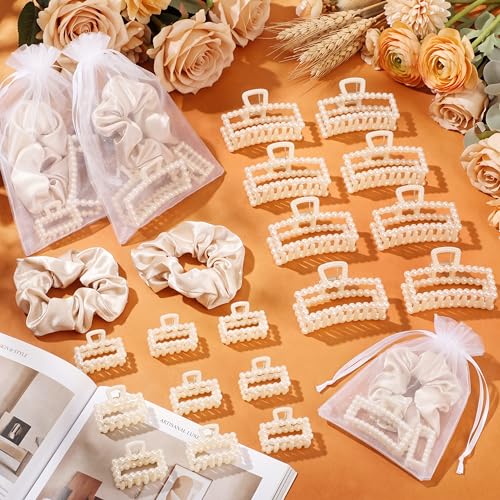 Pearl Hair Claw Clips & Scrunchies Set for Weddings & Parties