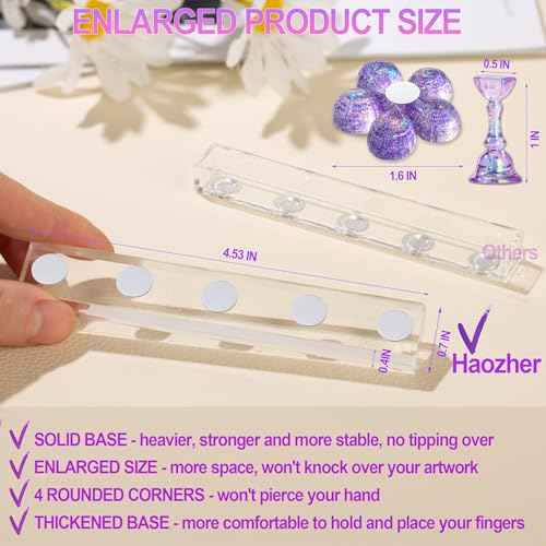 2 Nail Stand for Press Ons, Fake Nail Holder for Painting Nails, Upgrade Solid Acrylic Nail Stands Nail Magnets for Nail Art Design, Flower Nail Holder for Nail Practice Display Supplies W/ Glue Tips