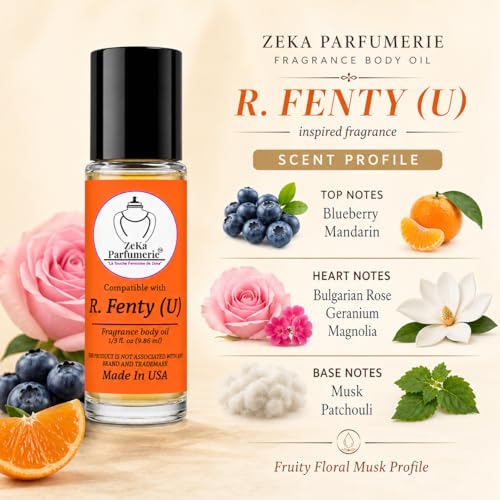 ZEKA PARFUMERIE Unisex Blueberry & Citrus Body Oil 1/3 Fl Oz - Alcohol-Free Perfume Oil