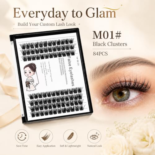 Bodermincer Wispy Lash Clusters 84pc D Curl Eyelash Extensions