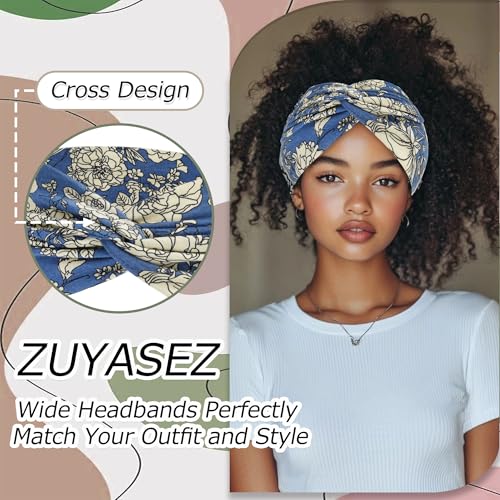 Wide Twist Headbands for Women - Paisley Print, 6 Pack, Comfortable & Non-Slip