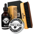 Beard Brush, Beard Comb, Beard Oil, & Beard Balm Grooming Kit for Men's Care, Travel Facial Hair Set for Growth, Styling, Shine & Softness, Great Gifts for Him, Fathers Day, Dad Gifts