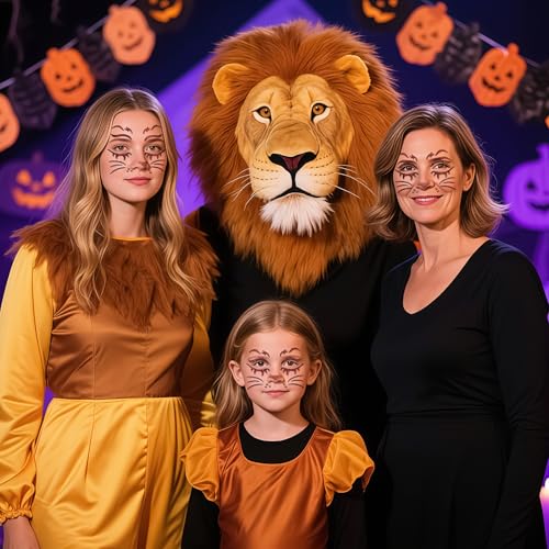 QDTK Lion Face Stickers Glitter Lion Face Gems Face Jewels Self-Adhesive Animals Temporary Tattoos Stickers for Face Eyes Halloween Cosplay Party Makeup Supplies 2Pcs