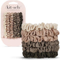 Kitsch Ultra-Petite Satin Hair Scrunchies, Eucalyptus, 6-Pack - No Crease