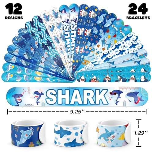 Shark Party Favors Set - 36 Tattoos & 24 Slap Bracelets for Kids