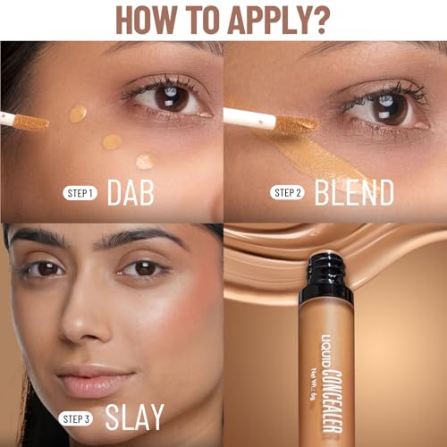 Swiss Beauty Liquid Light Weight Concealer With Full Coverage |Easily Blendable Concealer For Face Makeup With Matte Finish | Shade- Porcelain, 6G