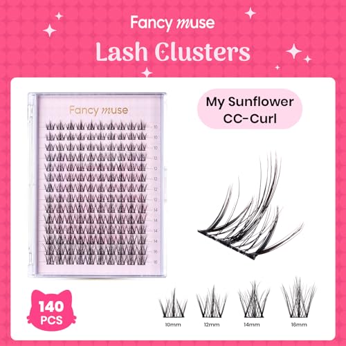 Lash Clusters ? My Sunflower Manga 140pcs Individual Lashes 10-16mm Mix-length Cluster Eyelash Extensions Thin Band False Eyelashes Natural CC Curl Eyelash Clusters DIY Cluster Lashes