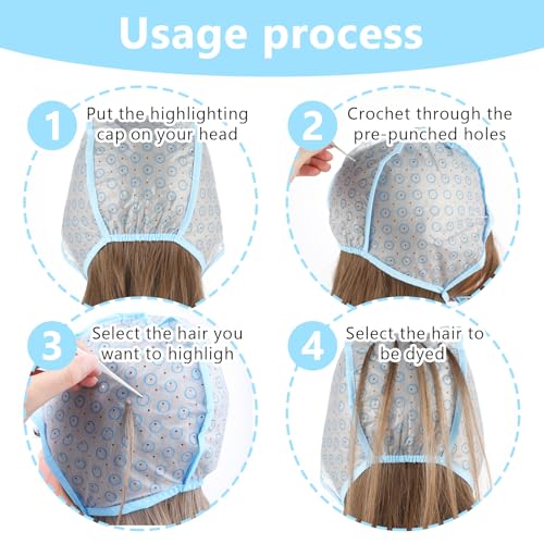 6PCS Hair Highlighting Kit with Caps, Brushes & Hooks