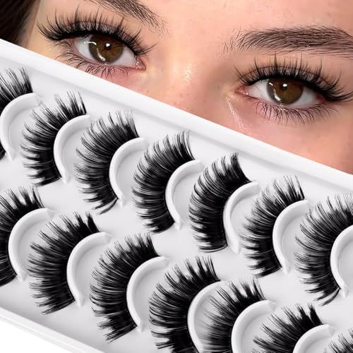D-Curl Wispy False Eyelashes - 10 Pairs for Natural Volume