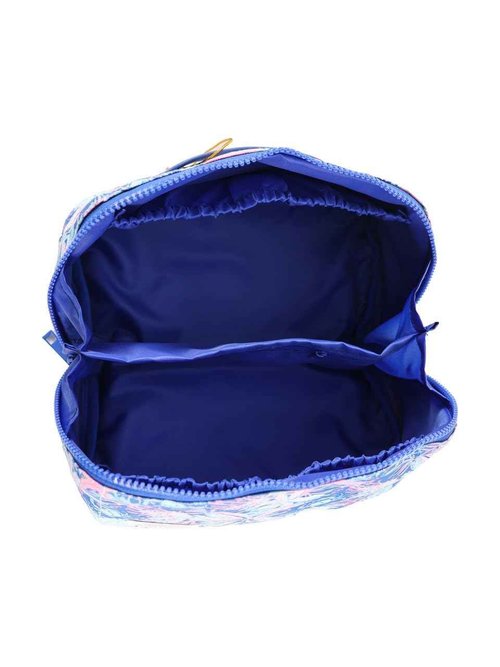 Simply Southern Cosmetic Bag, Fully Lined, 4 Interior Pockets (Ribbons - Blue)