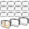 15 PCS Transparent Cosmetic Bags Clear Toiletry Bags Waterproof Makeup Bags PVC Plastic Zippered Organizer Cases for Travel Vacation Bathroom