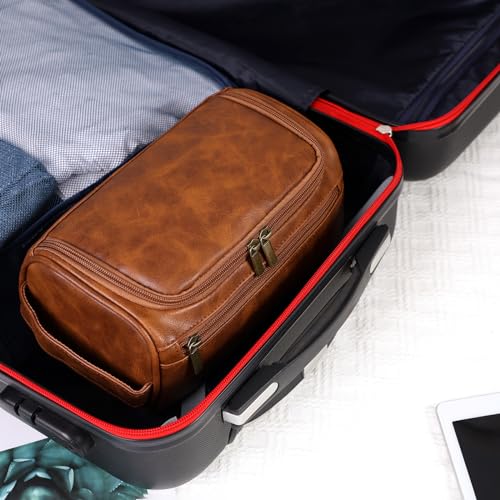 Travel Toiletry Bag for Men & Women, PU Leather Dopp Kit
