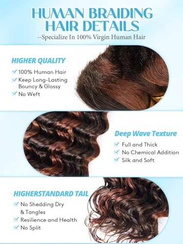 12A Grade 22-Inch Curly Bulk Hair Extensions - #4/30 Brown with Auburn Highlights