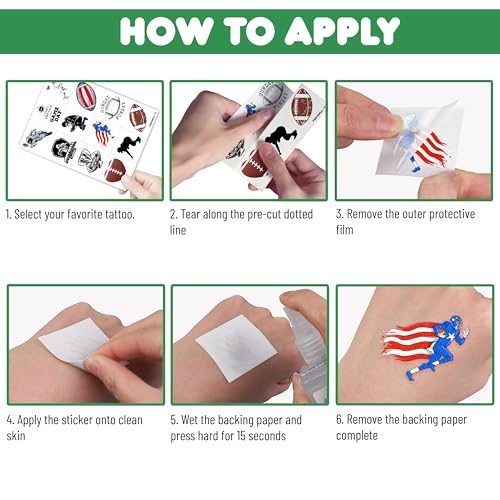 96PCS Football Pre-Cut Temporary Tattoos - Party Favors for Kids, Boys American Football Theme, Perfect for Birthday Parties, Classroom Prizes, Cheerleader & School Events Gifts