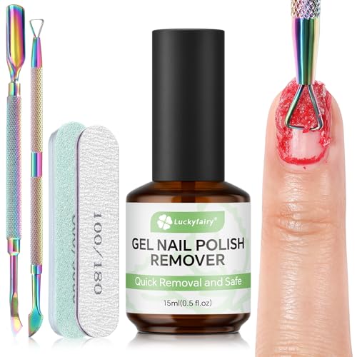 Luckyfairy Quick Gel Nail Polish Remover Kit - 5-Piece Acetone Free Set