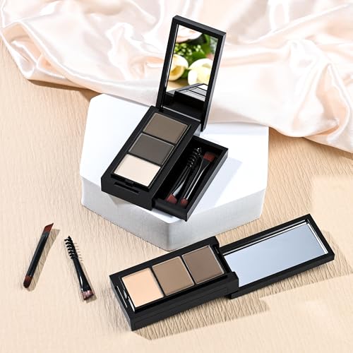 3-Color Eyebrow Powder Kit with Mirror & Brush