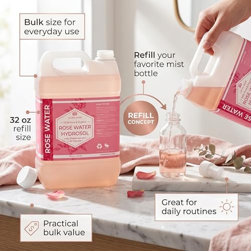 Leven Rose Pure Rose Water 32 oz Hydrating Toner Mist