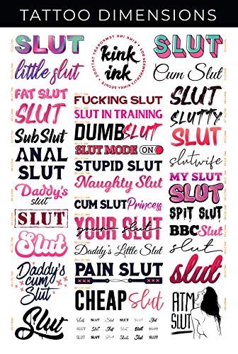 34 Temporary Tattoo Sheet - Kinky A4 Design by Kink Ink