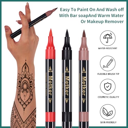 Metker Temporary Tattoo Markers 16-Count with 77 Stencils