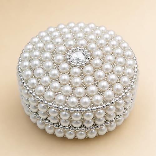 Pearl Jewelry Box Silver 3 Inch Aluminum Organizer