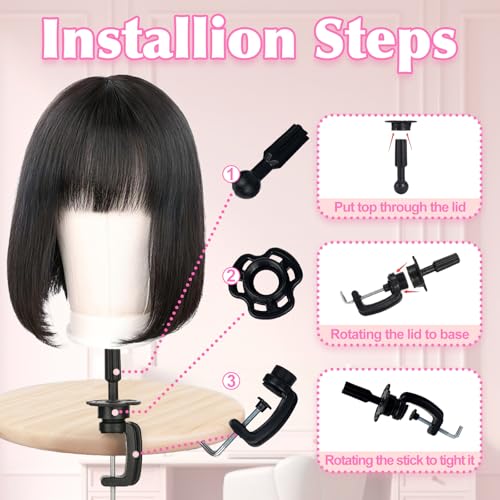 Firstwon 22 Inch Tripod Wig Head Mannequin for Hair Styling & Wig Making