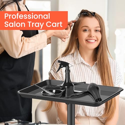 Rolling Salon Tray with Wheels & Adjustable Height