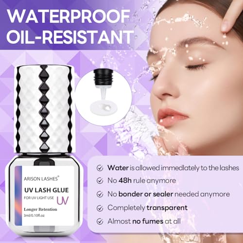 UV Eyelash Extension Glue - 1 Sec Dry, Waterproof, Strong Bond (3ML)