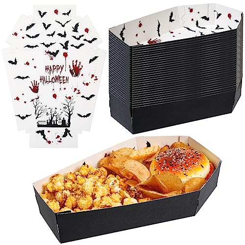 Halloween Coffin Paper Trays, 36-Pack Disposable Food Holders
