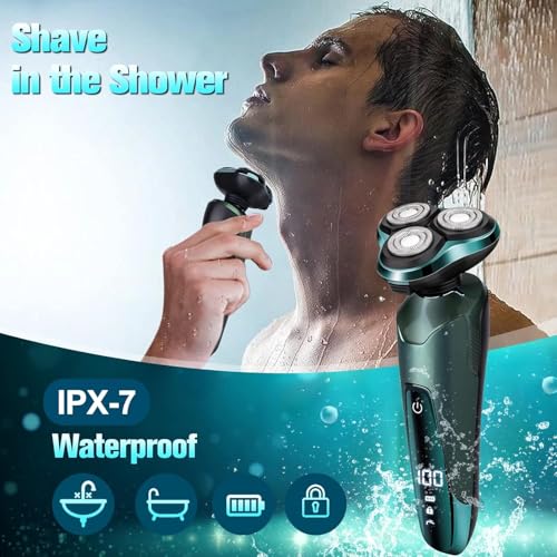 Electric Razor for Men, Electric Shavers for Men's Faces, 3D Rotary for Shaving with Nose Trimmer, Wet/Dry Mens Shaver, Waterproof Mens Razors for Shaving Gifts for Husband, Dad, Boyfriend