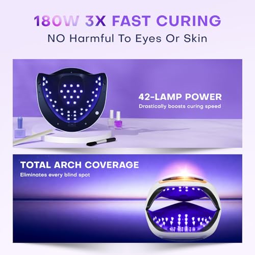 Gugusure 180W UV LED Nail Lamp - Gel Polish Dryer with Touch Screen