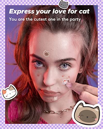 LitBear Acne Patch Pimple Patch, Cat Shaped Acne Absorbing Cover Patch, Hydrocolloid Acne Patches For Face Zit Patch Acne Dots, Tea Tree Oil & Salicylic Acid, 96 Patches, 12mm