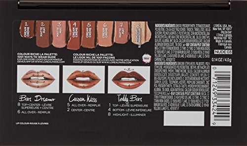 L'Oreal Paris Colour Riche Lip Palette - 8 Shades, 3 Finishes