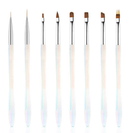 BQAN Nail Art Brushes Set, 8pcs Professional Nail Art Design Brushes With Nail Ombre Brush Gel Nail Brush Nail Art Liner Brush and Builder Gel Brush