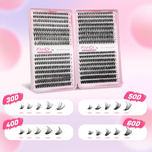 D Curl Eyelash Extensions Kit - 640PCS Natural Look Wispy Lashes