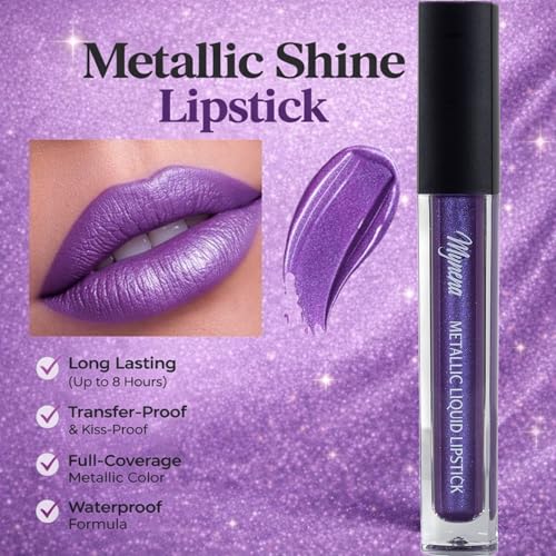 Mynena Metallic Liquid Lipstick - Light Purple Mira | Waterproof