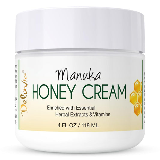 DELÚVIA Day & Night Manuka Honey Cream for Face & Body - Soothing, Hydrating, & Non-Greasy Premium Manuka Honey Lotion - Moisturizer for Dry Skin, Moisturizing Lotion For All Skin Types - 4 Fl. Oz