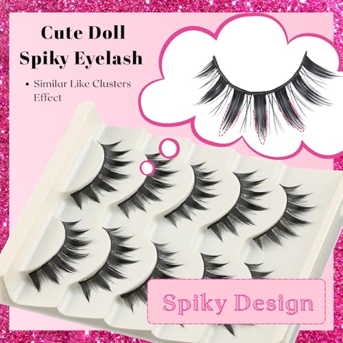 5 Pairs 3D Spiky Anime Cosplay Eyelashes - Synthetic Lashes