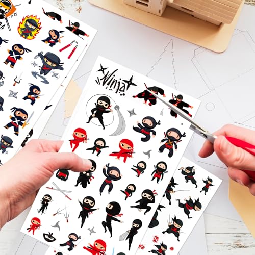 460 Pieces Ninja Temporary Tattoos Stickers Fake Body Art for Ninja Themed Birthday Party Supplies Favors Decorations Ninja Tattoos Stickers for Cosplay Festival School Classroom Rewards Gifts Idea