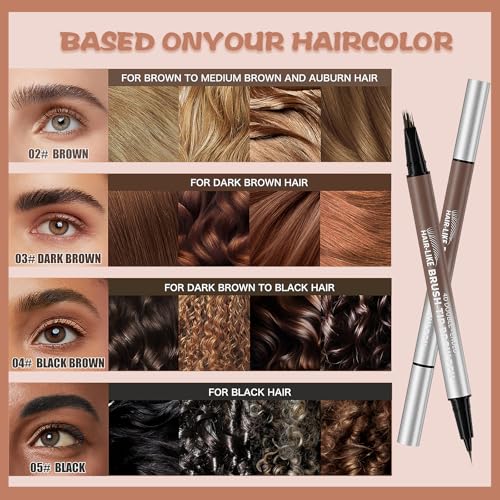 Dual-End Microblading Eyebrow Pen | 4D Hair-Like Strokes, Waterproof