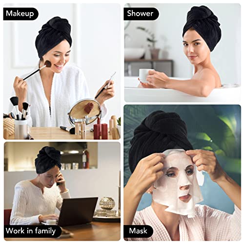 Hair Drying Towel Cap 3-Pack with Button - Quick Dry